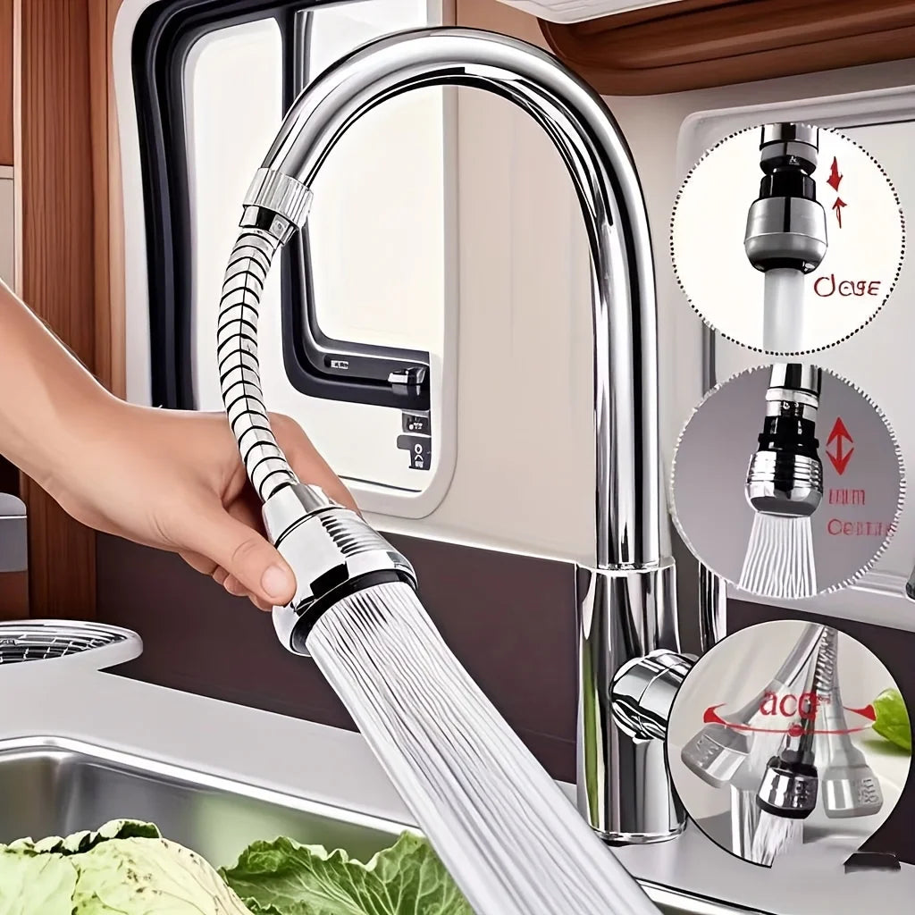 Kitchen Stainless Steel Faucet Sprinkler Water-saving Device Lengthening Rotating Splash Proof Sprinkler Spray Extender Bubbler