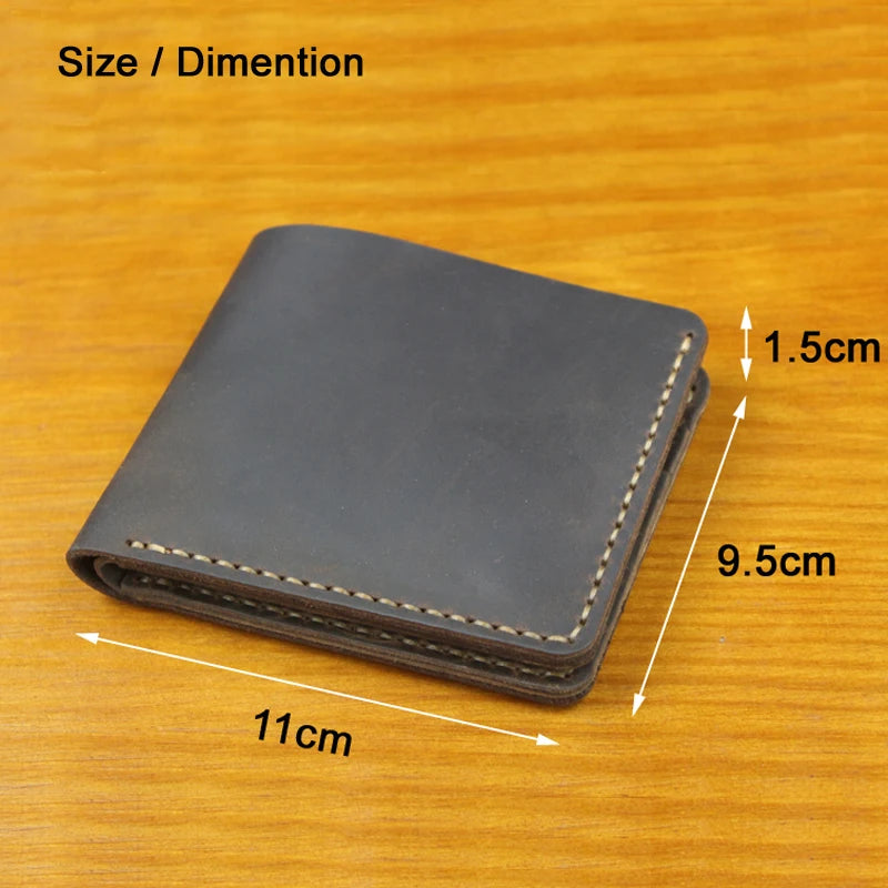 Luxury Handmade 100% Genuine Leather Men Wallet Purse Short Money Clip with Coin Pocket Male Money Bag Multi-Card Wallet Vintage