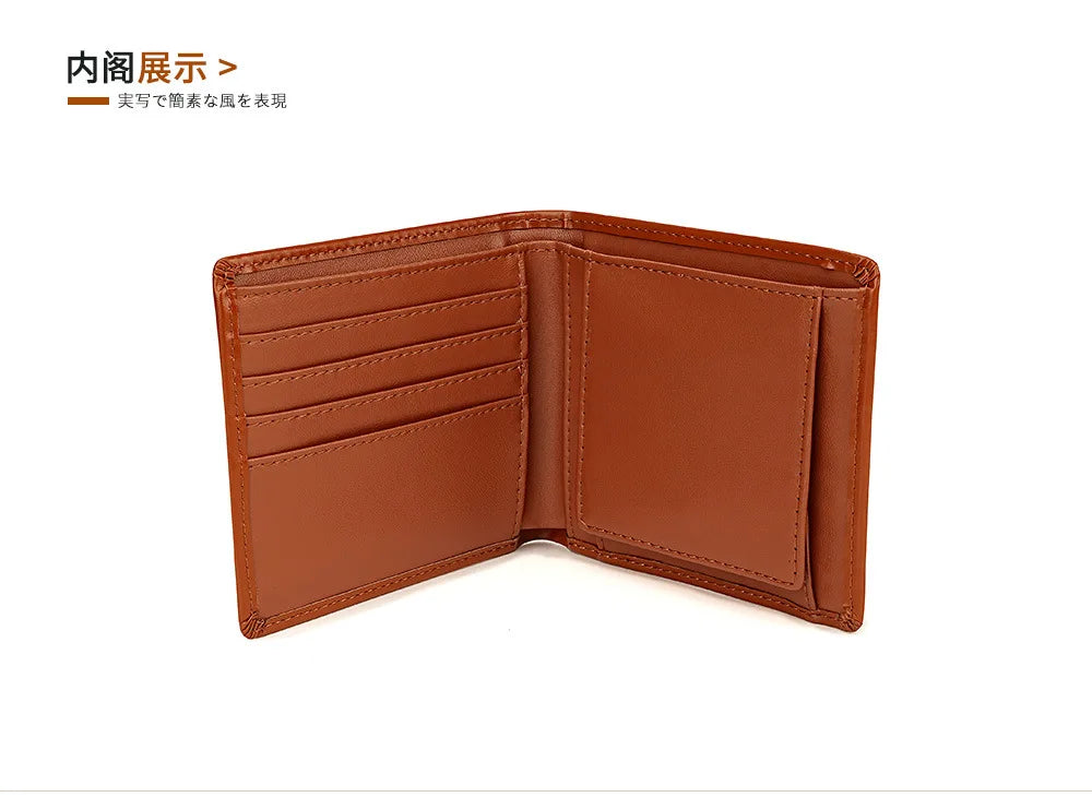 New Genuine Leather Men's Wallet Japanese Style Short Cowhide Multi-card Slot Coin Purse Wallets