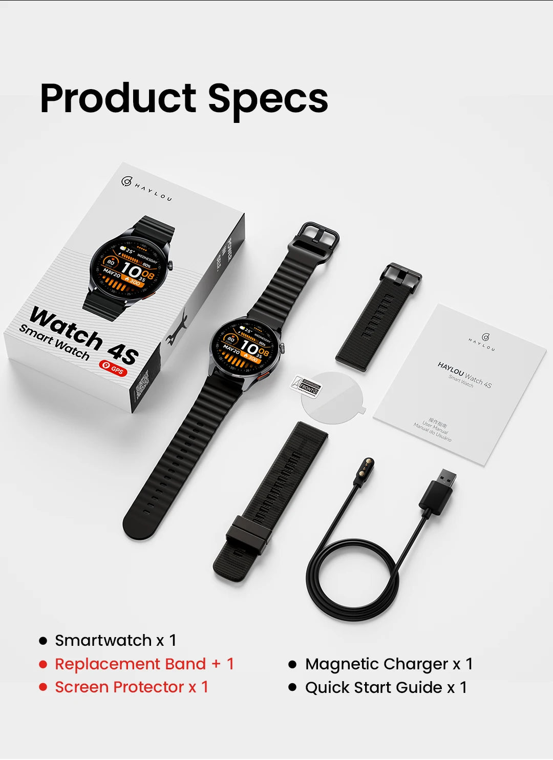 HAYLOU Watch 4S(HF012) GPS Smartwatch 1.43” HD AMOLED 5 Satellite GPS Positioning 120+ Workout Modes Sport Fitness Smart Watch