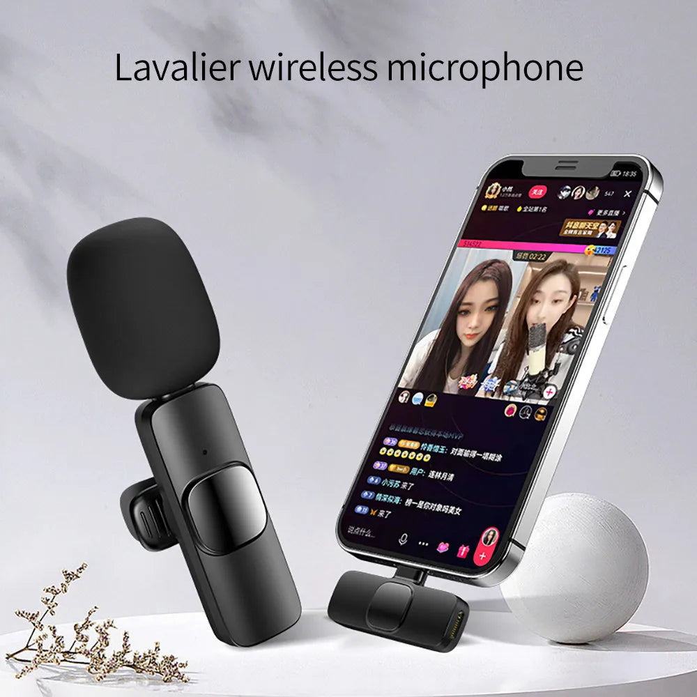 Lavalier Wireless Microphone 80mAh Rechargeable Battery Clip-On Podcast Mic for Streaming Vlogging Voice Recording Plug & Play