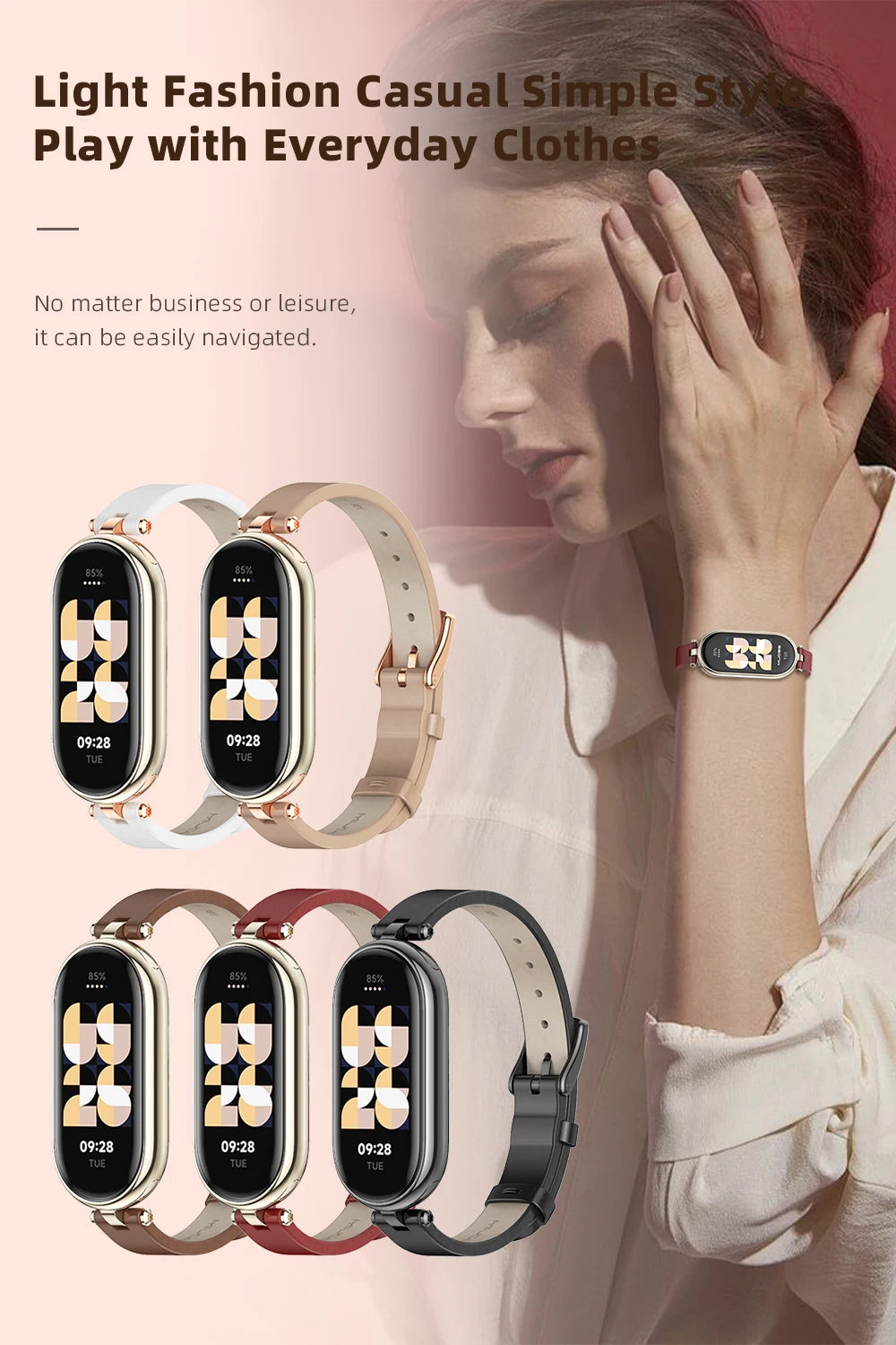 Strap for Mi Band 10 9 8 7 6 5 Watchband for Xiao mi Smart Band 9 Strap for Mi Band 8 Leather Wristband For Mi Band 7 Correa
