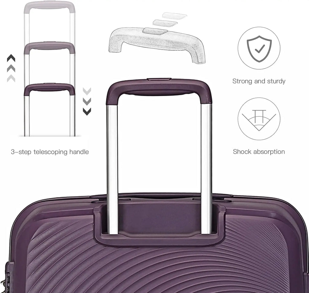 British Traveller 2 Piece Luggage Set 14+20 Inch, PP Hard Shell Suitcase with TSA Lock & Silent Spinner Wheels, Portable Carry-On Luggage for Business & Short Trips