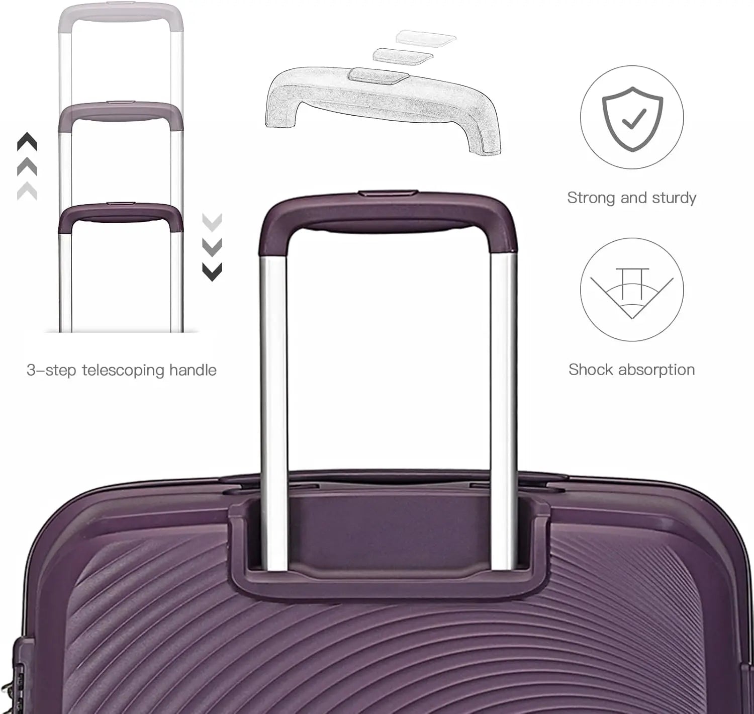 British Traveller 2 Piece Luggage Set 14+20 Inch, PP Hard Shell Suitcase with TSA Lock & Silent Spinner Wheels, Portable Carry-On Luggage for Business & Short Trips