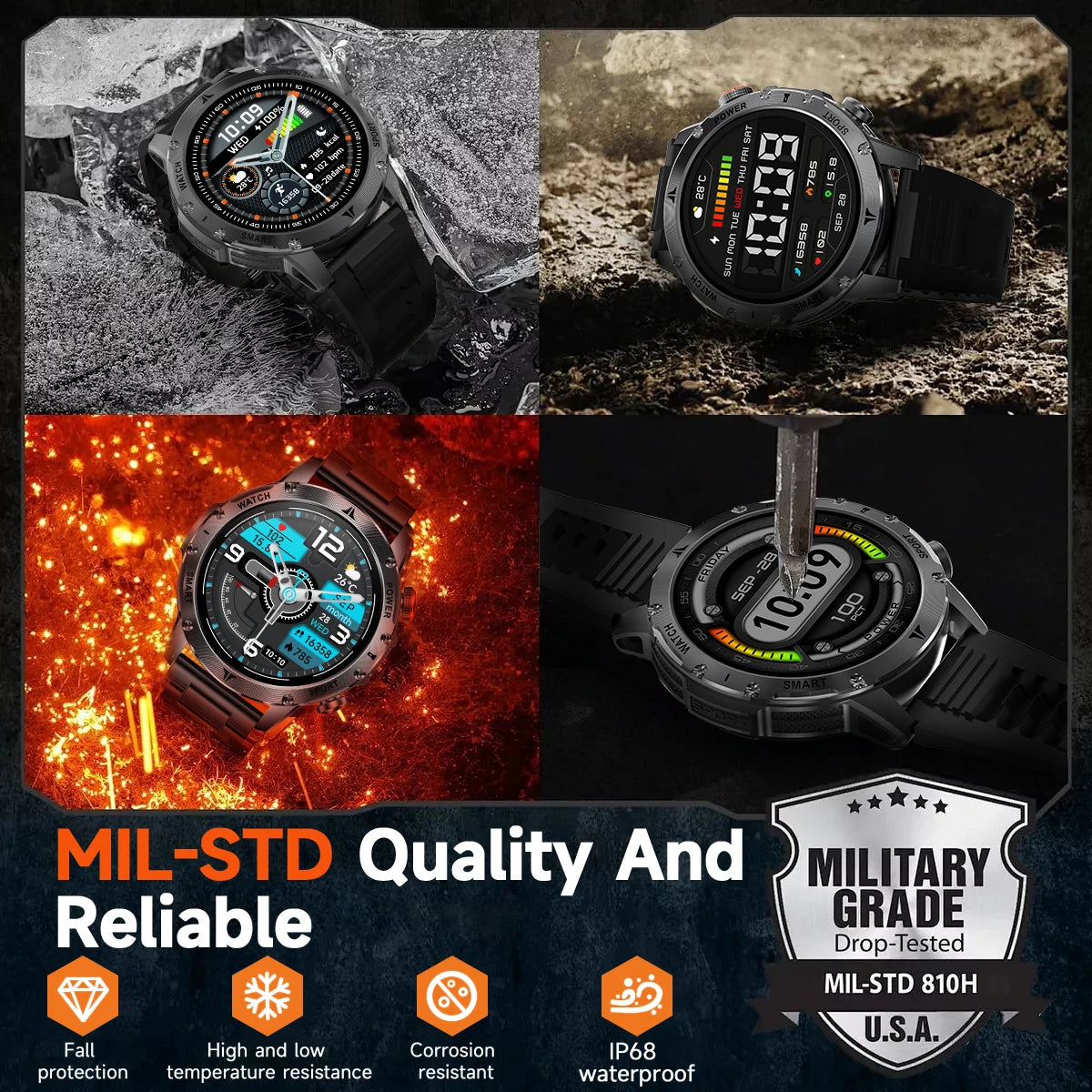 Military 1000mAh Large Battery Smart Watch Digital Bluetooth Call Sports Smartwatch Electronics Watches for Man Android 2026 New