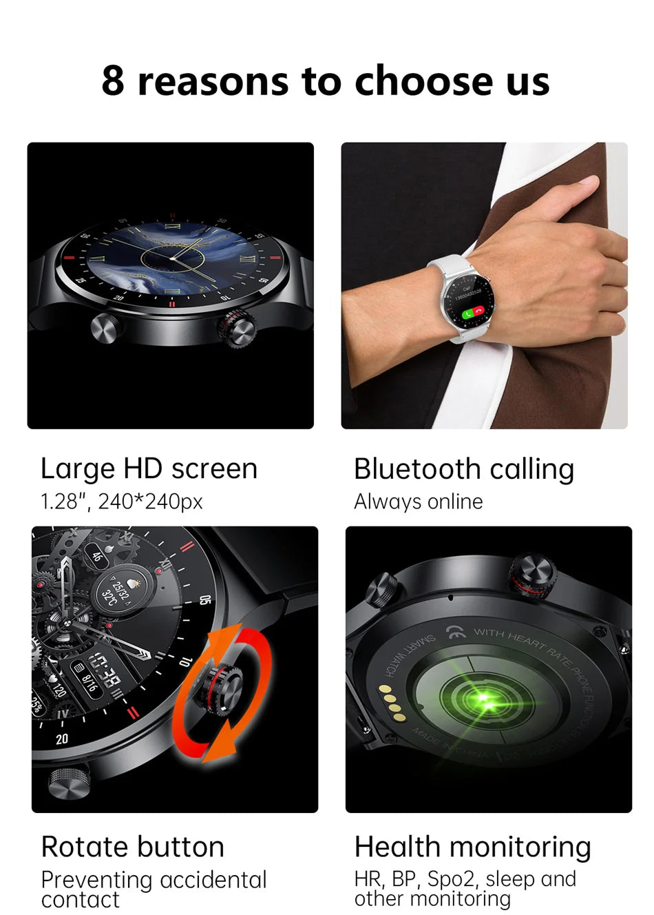 2026 Fashion Smartwatch HD Touch Heart Rate Bluetooth Call Sleep Monitoring NFC Weather Sport Mode Smart Watch For Android IOS