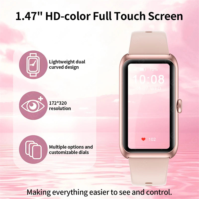 2025 New Smartwatch 1.47-inch Blood Oxygen Heart Rate Sleep Health Monitoring Information Push Multi Sports Band Watch Bracelet