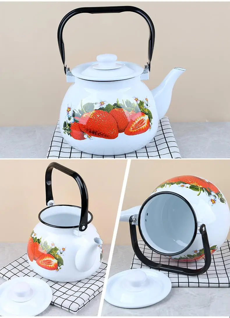 3.5L Large Capacity Porcelain Enameled Tea Pot Perfect for Home or Restaurant Use Tea Kettle Practical and Beautiful