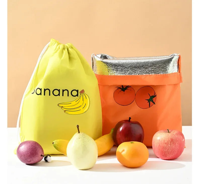 ‌"Insulated Fresh-Keeper Bag - Reusable Storage Organizer for Bananas, Lettuce & Vegetables (Drawstring Closure)"