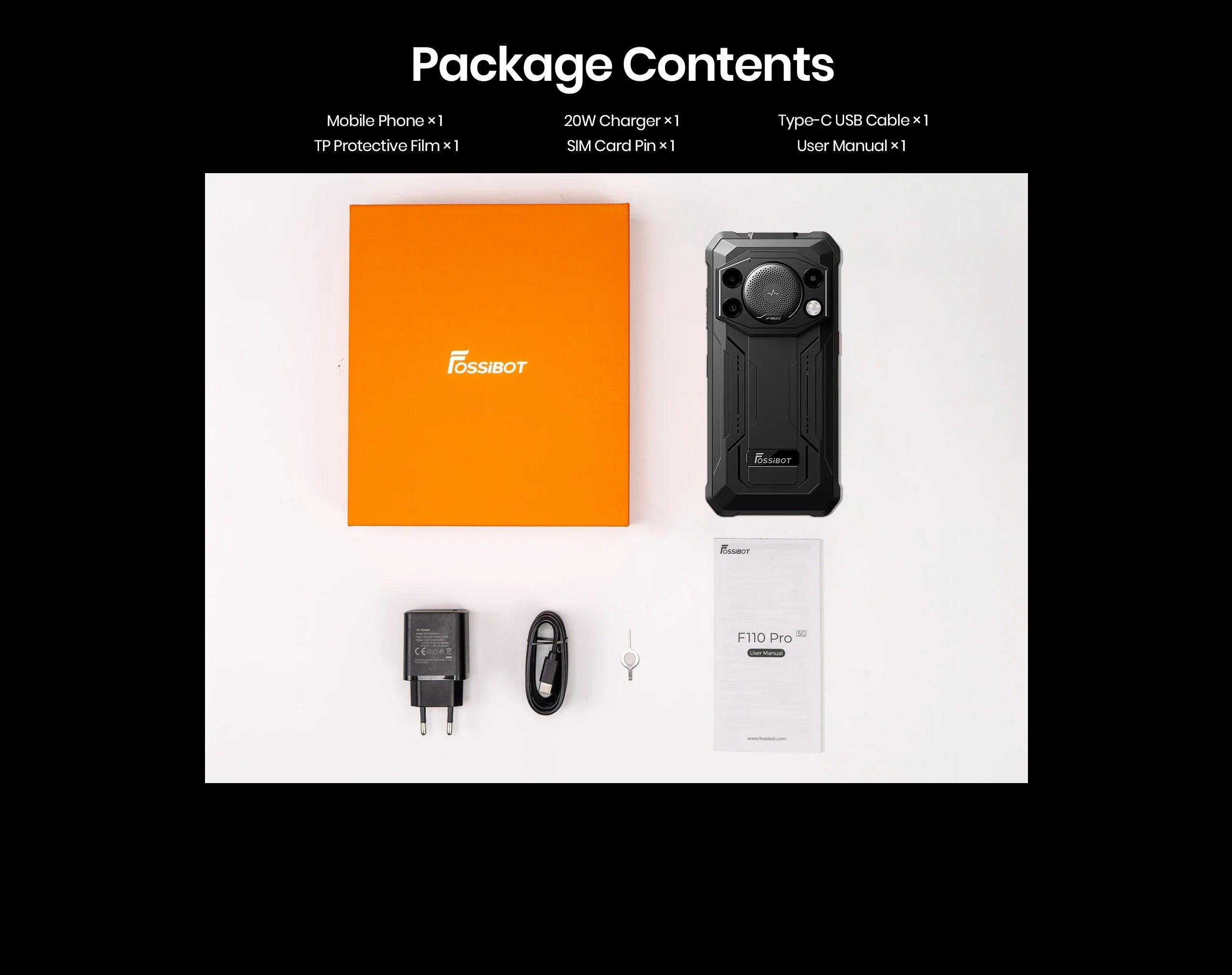 Fossibot Android 15 Rugged Smartphone 8GB RAM 128GB ROM 10000mAh 6.745" 50MP 128dB Speaker NFC  [F110 PRO-Phone]