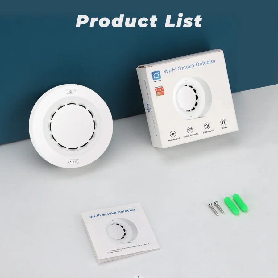WiFi Smoke Sensor Tuya Smoke Detector Photoelectric Sensor Fire Alarm Home Kitchen Security System Work With Smart Life APP