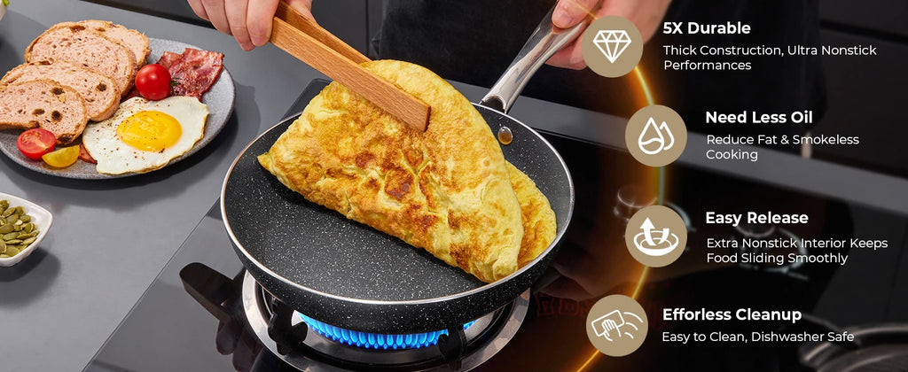 Nonstick Pots and Pans Set 10pcs, Induction hob Pan Set, Induction Compatible, Large Capacity Kitchen Cooking Pans Set