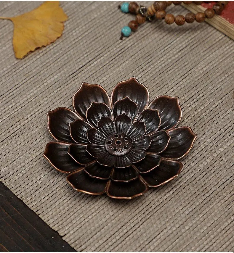 1PC Alloy Incense Burner Stick Holder Plate Buddhism Lotus Censer Bronze Nasturtium Incense Burner