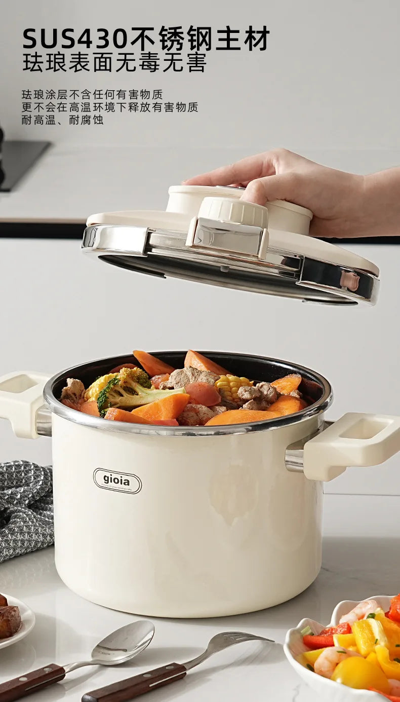 6L Enamel Pressure Cooker Multifunctional Pressure-Limited Explosion-proof Pressure Cooker Stainless Steel Kitchen Pressure Pot