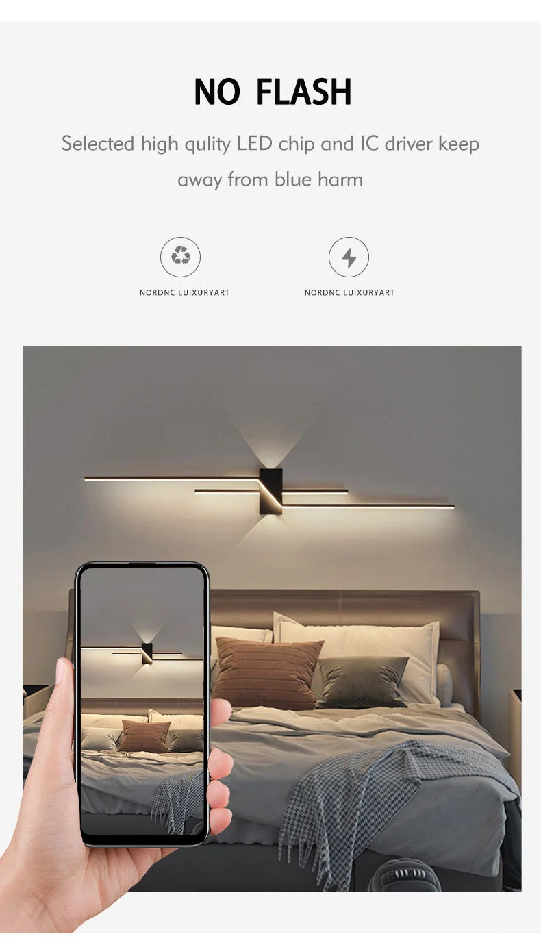 Wall Lamp Living Room TV Background Wall Lantern Minimalist Strip Lamp Bedroom Bedside Decoration Aisle Lamps Bracket Light