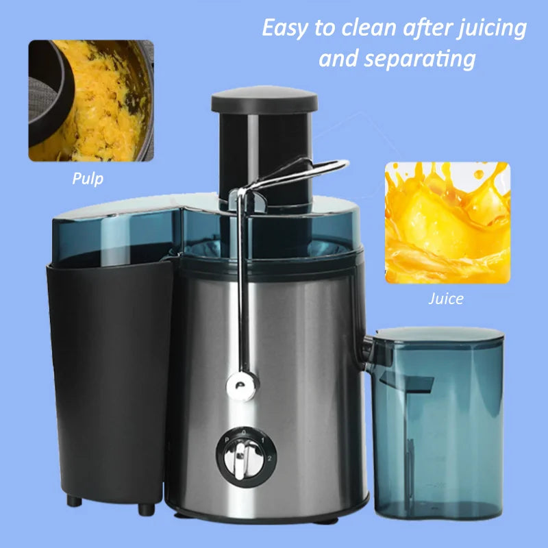 Stainless Steel Juicer Machine Fruit Vegetable Extractor 2 Speed Control Electric Juice Maker with 65mm Wide Feed Chute Easy Cleaning Detachable Parts for Home Kitchen Fresh Juice Orange Apple Carrot Celery