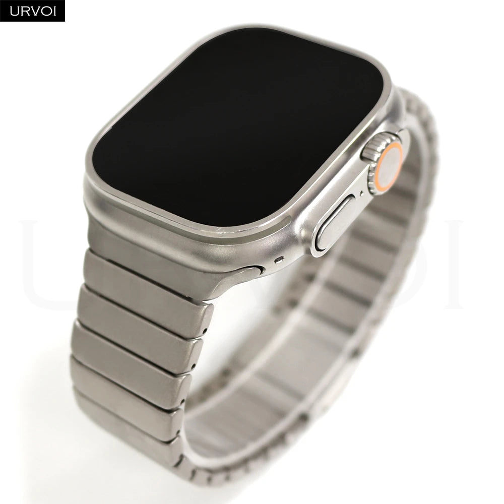 URVOI Titanium link bracelet for Apple Watch Ultra 3 2 Series 11 10 9 8 7 SE magnetic buckle strap wristband 45 49mm