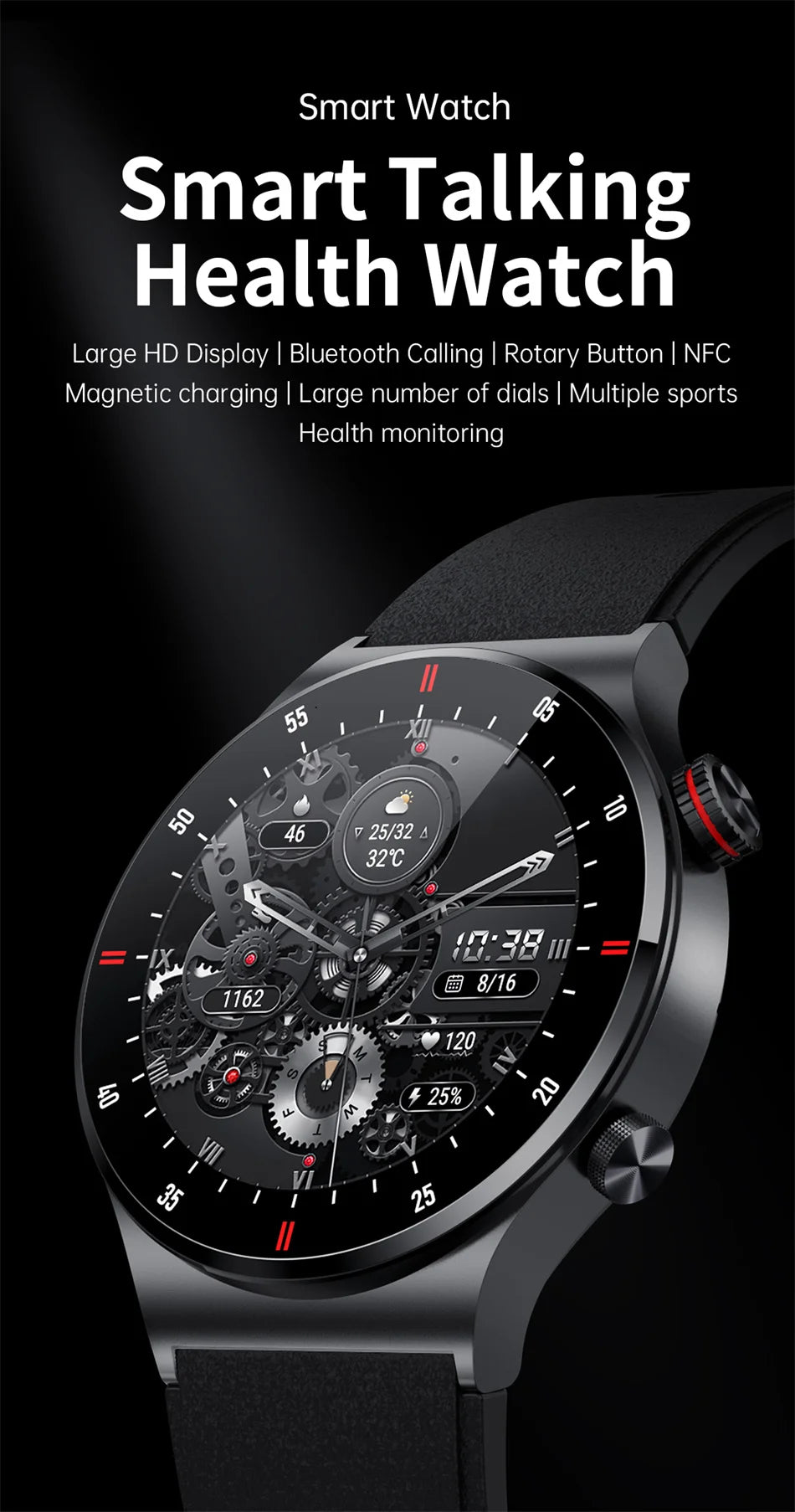 2026 Fashion Smartwatch HD Touch Heart Rate Bluetooth Call Sleep Monitoring NFC Weather Sport Mode Smart Watch For Android IOS