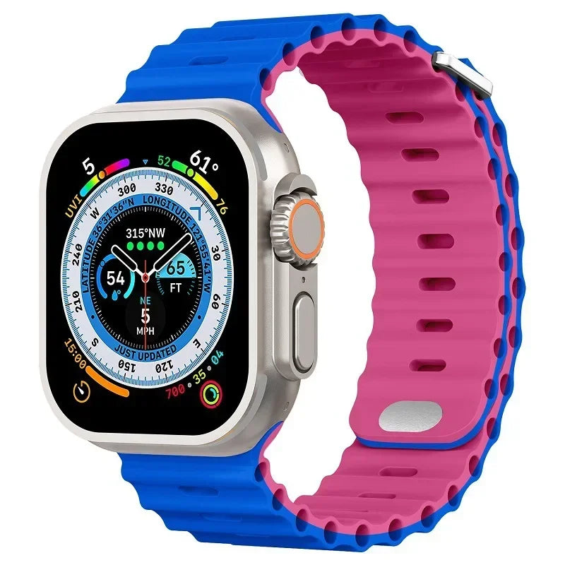 Ocean Strap for Apple Watch Ultra 3/2/1 11 10 46mm 9 8 7 49mm 45mm 41mm Silicone Band for 6 5 4 3 SE3 44mm 40mm 42mm Accessories