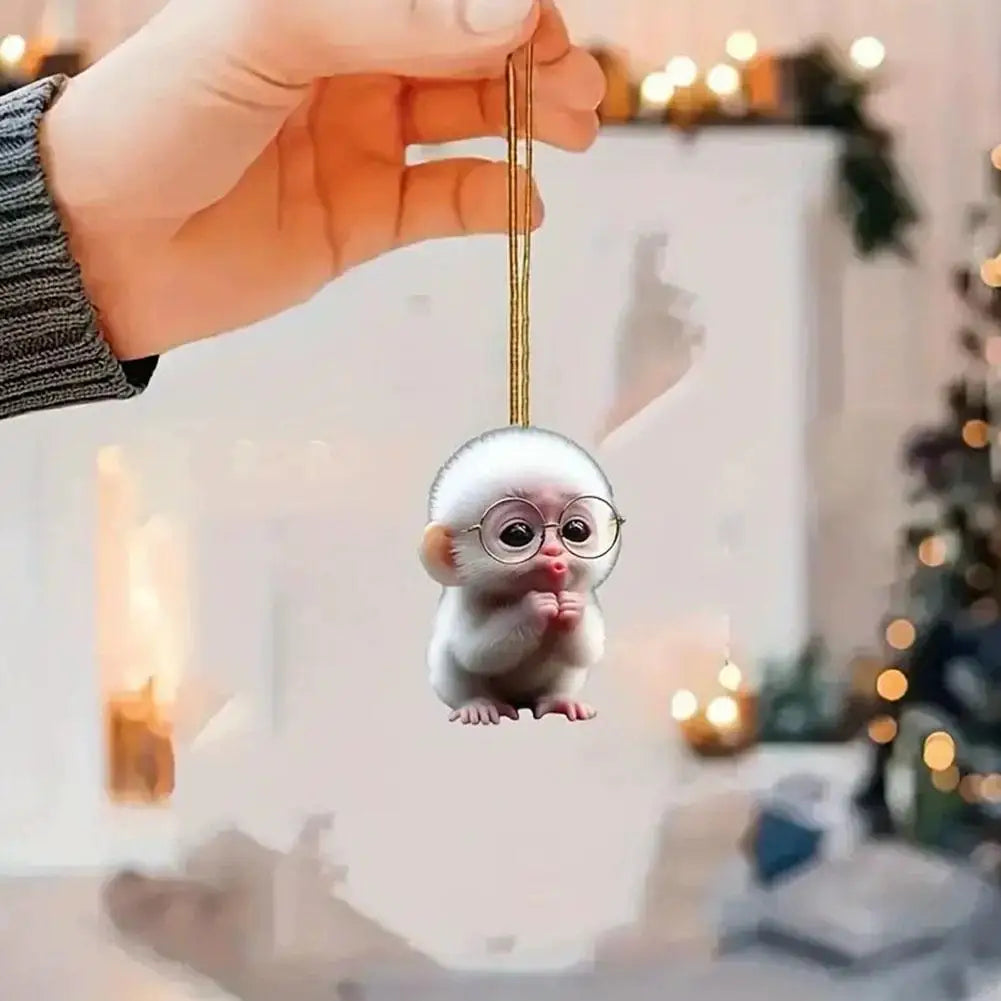 2D Acrylic Monkey Pendant Personalized Decor Pendant Christmas Monkey Pendant Acrylic Ornament For Car Cartoon Xmas Tree Decor