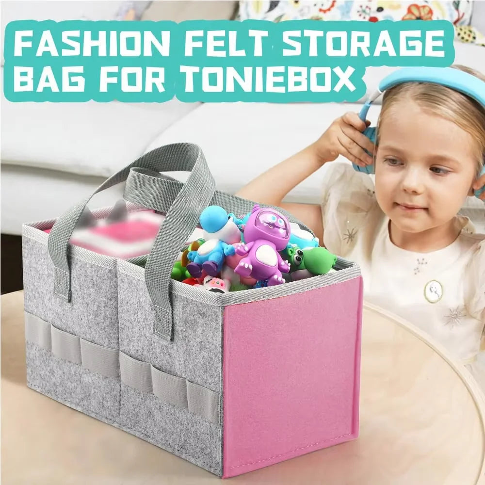 Felt Carrying Case Compatible With Toniebox Starter Set And Tonies Figurine For Travel Home Felt Cloth Musical Toy Folding Bag