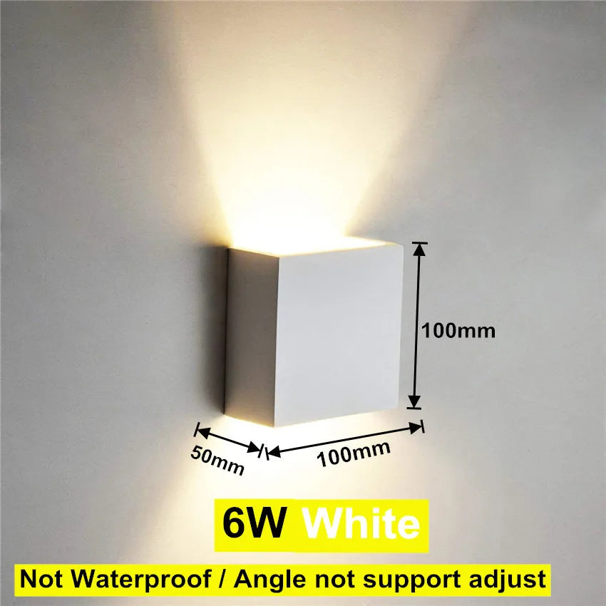 6W 12W Waterproof AC85-265V Surface Mounted LED Wall Light Modern Nordic Luminaire Indoor Wall Lamps Living Room Porch Outdoor