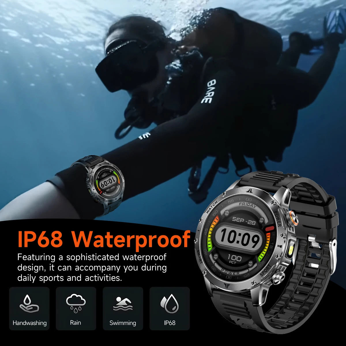 Military 1000mAh Large Battery Smart Watch Digital Bluetooth Call Sports Smartwatch Electronics Watches for Man Android 2026 New