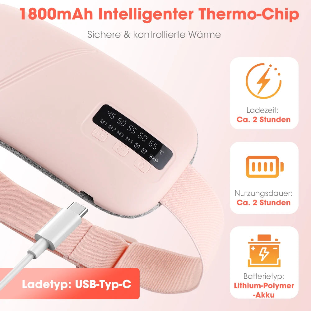 Women's Intelligent Menstrual Heating Belt 5-Speed Heat 4-Speed Vibration Massage Womb Warmer Nuangongbao Period Relief Waist Mat