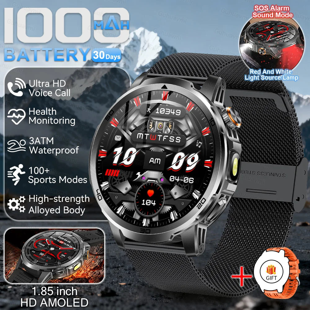 2026 Military T-Rex 3 Smart Watch Fitness Clock Men 466*466 AMOLED Screen 1000mAh Battery Flashlight Call Waterproof Smartwatchs