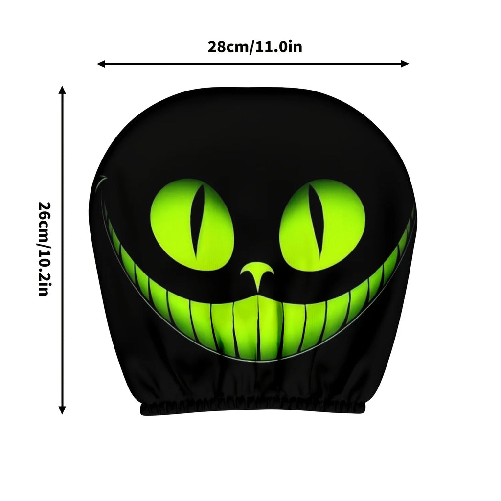 2pcs Fantasy Smile Mystical Cat Eye Universal Car Seat Headrest Covers Car Accessories Holiday Gift Decorative Protective Cover