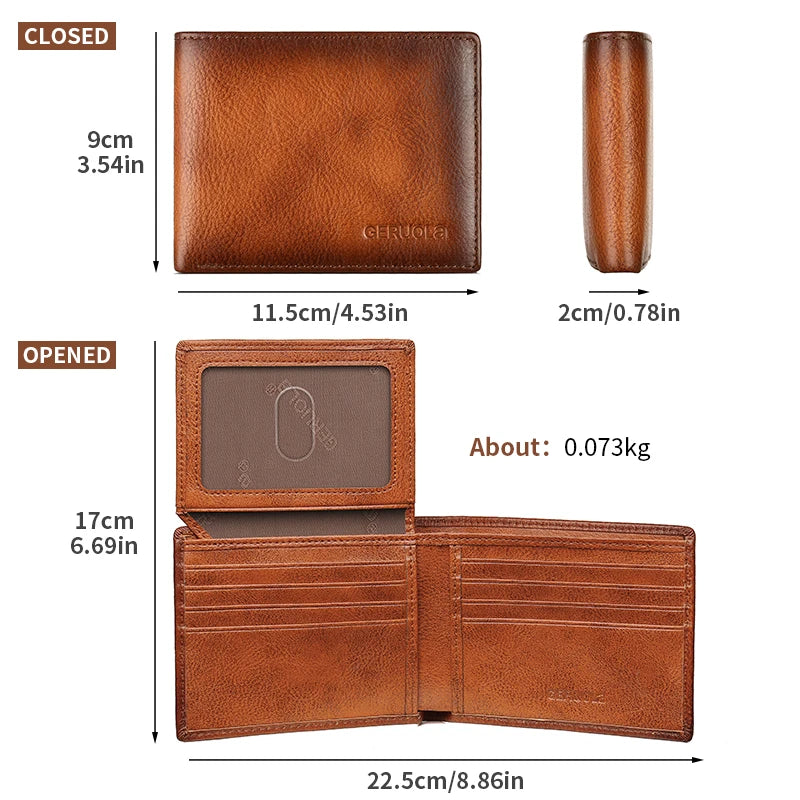 2526 Bestseller Short-style wallet crafted from genuine top-grain cowhide leather Features RFID blocking technology Card slot de