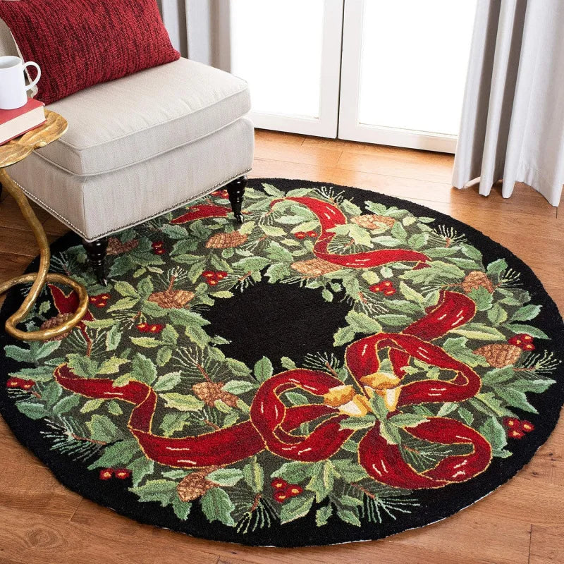 Colorful Floral Wreath Round Rug with Butterflies & Sunflowers – Nature-Inspired Home Decor for Living Room or Bedroom