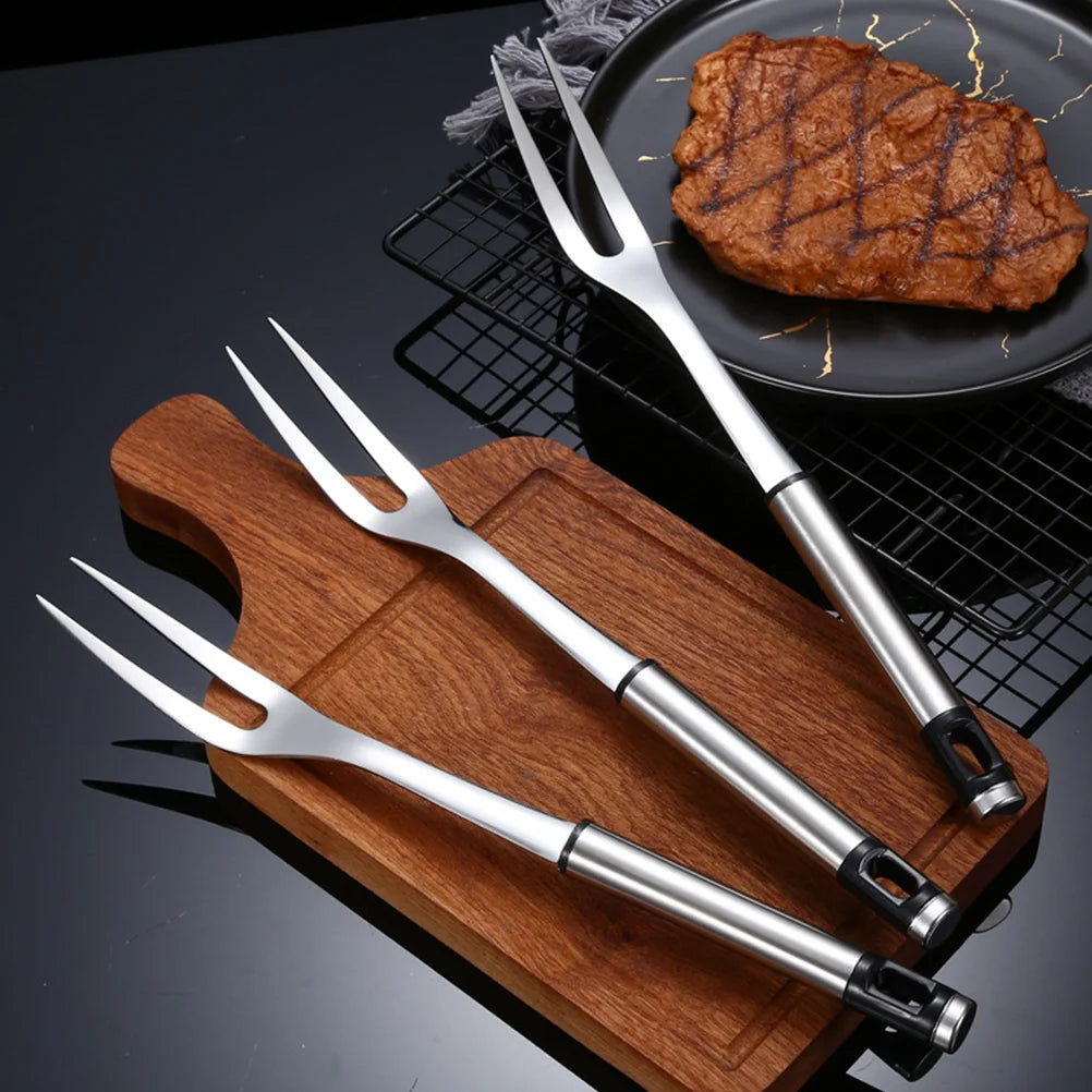 1pc U Shape Stainless Steel Meat Fork BBQ Fork Outdoor Roasting Fork Large Serving Fork Grill Skewers Roasting Sticks Barbecue