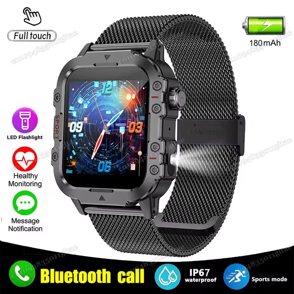 2026 New Military-grade Smart Watch Men GPS Flashlight 3ATM Waterproof Watch Bluetooth Call 100+Sport Outdoor Smartwatch Pk HW12