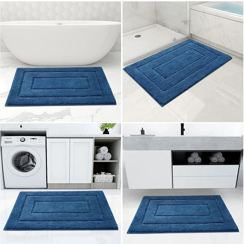 Homaxy Double Frame Velveteen Bathroom Mat Floor Mat Indoor Non Slip Door Mat Dirt Trap Absorbs Water Comfortable Bathroom Mat