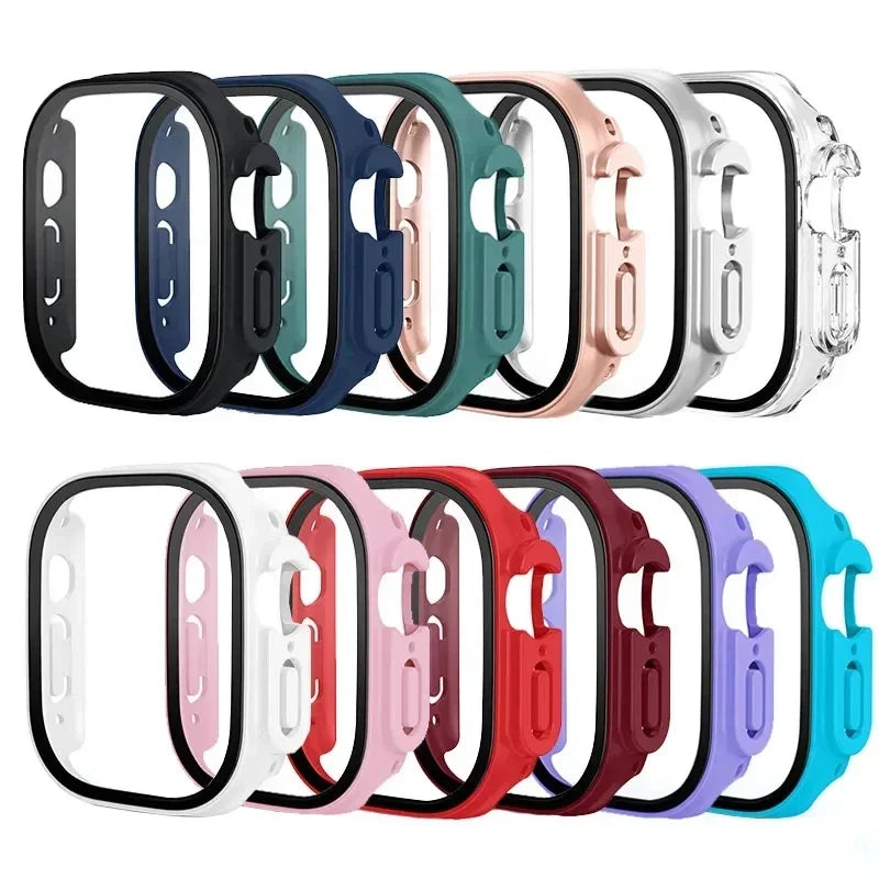 HD Tempered Glass+Case For Apple Watch Ultra 3 49mm PC Bumper+Screen Protector Cover iWatch Ultra 2/1 49mm drop resistance Shell