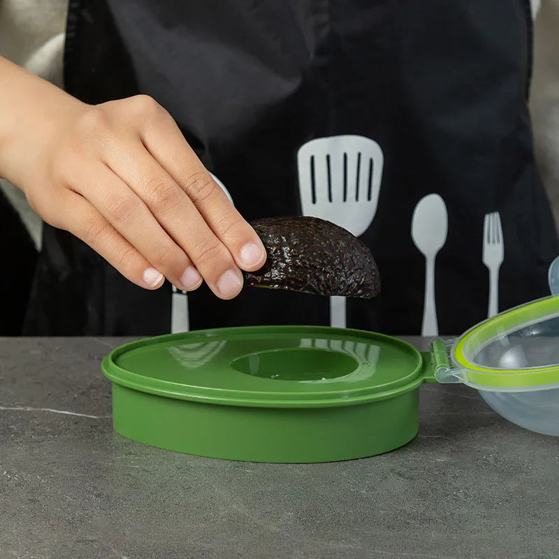 Avocado Keeper Container - Semi-Circle BPA-Free Box with See-Through Lid & Silicone Seal, Airtight Food Storage (15x11cm)