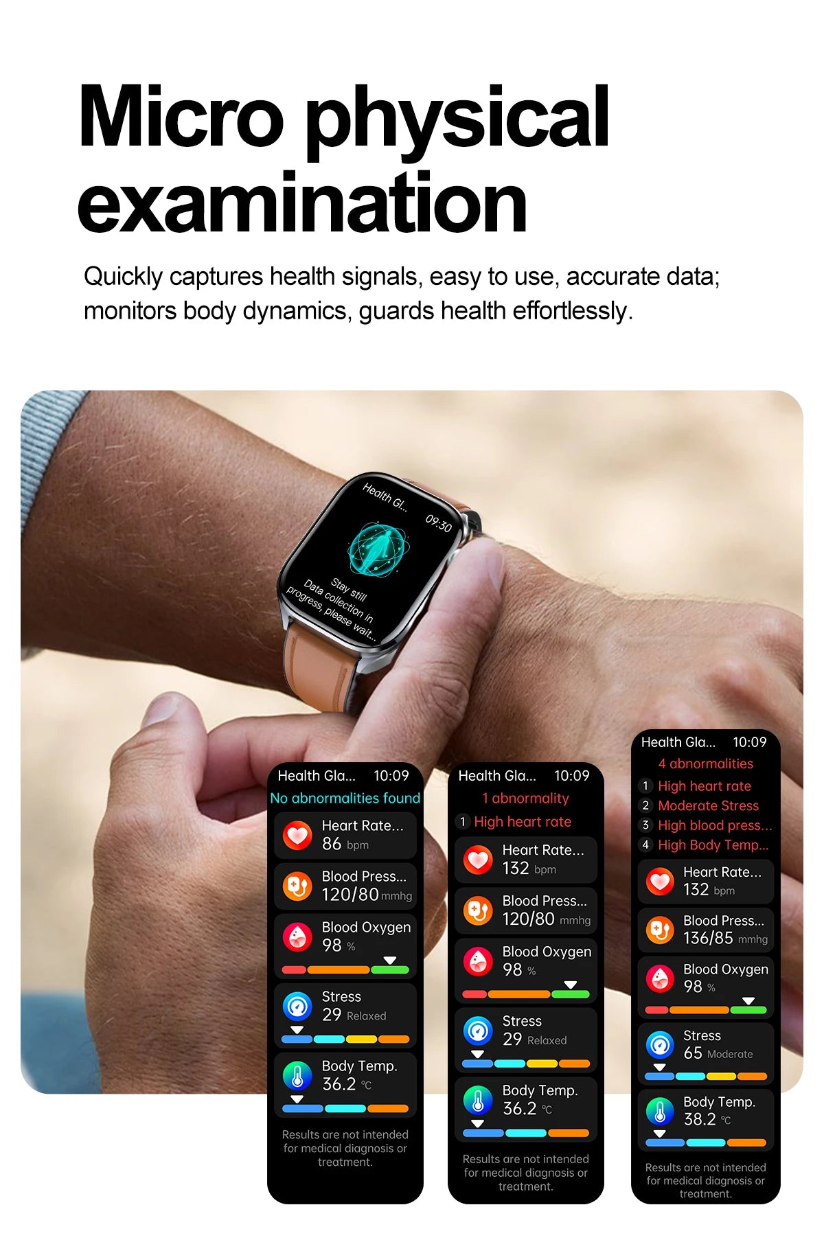 New Accurate Blood Pressure Smart Watch Uric Acid ECG+PPG Blood Oxygen Body Analysis Body Fat LED Flashlight smart watches 2025