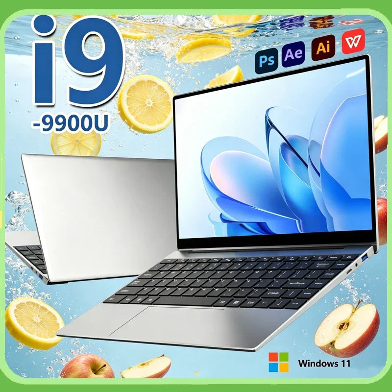 14.1 Inch Premium Ultra Thin Notebook 2026 Win11 DDR4 16GB/32GB RAM 2TB SSD Portable Business Laptop PC I9-9900 Intel N3700