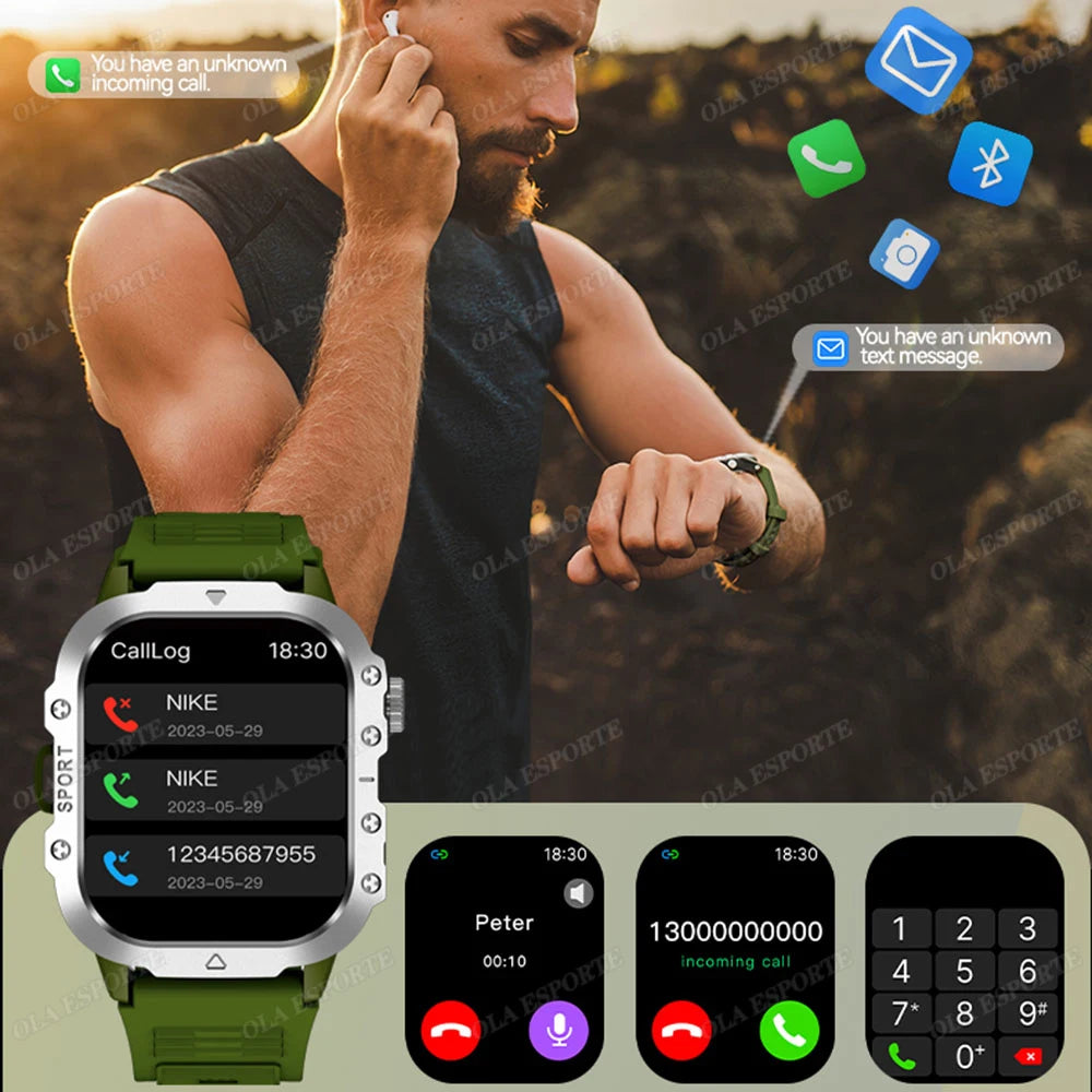 2026 New Military-grade Smart Watch Men GPS Flashlight 3ATM Waterproof Watch Bluetooth Call 100+Sport Outdoor Smartwatch Pk MA27