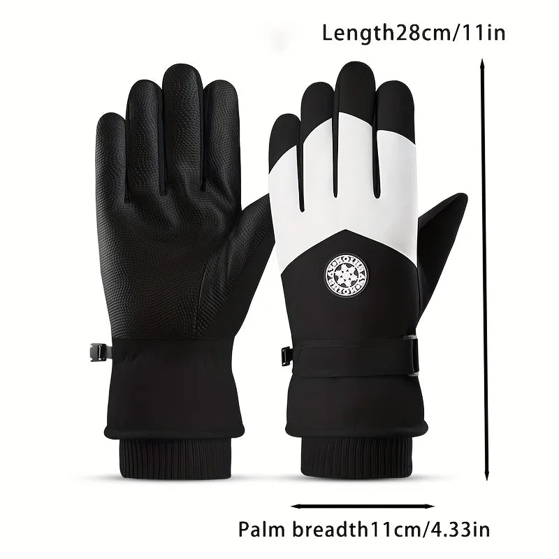 Autumn and winter women's gloves touch screen windproof and warm riding snow play men's and women's warm gloves