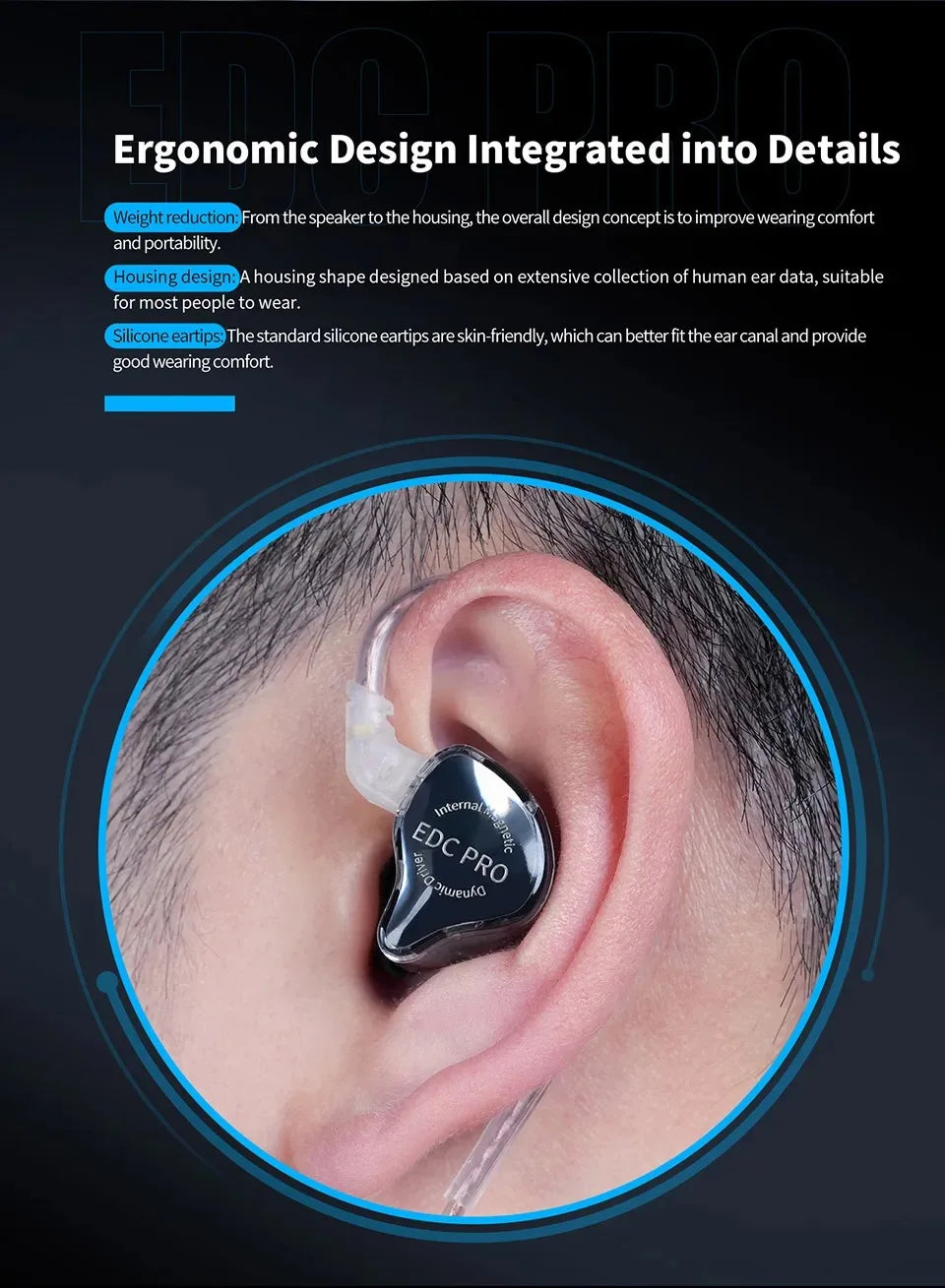 New KZ EDC Pro Headset Dynamic In-Ear Monitor HiFi Wired Headphone Bass Stereo Game Music Earbuds Sports Noise Reduction Earphon