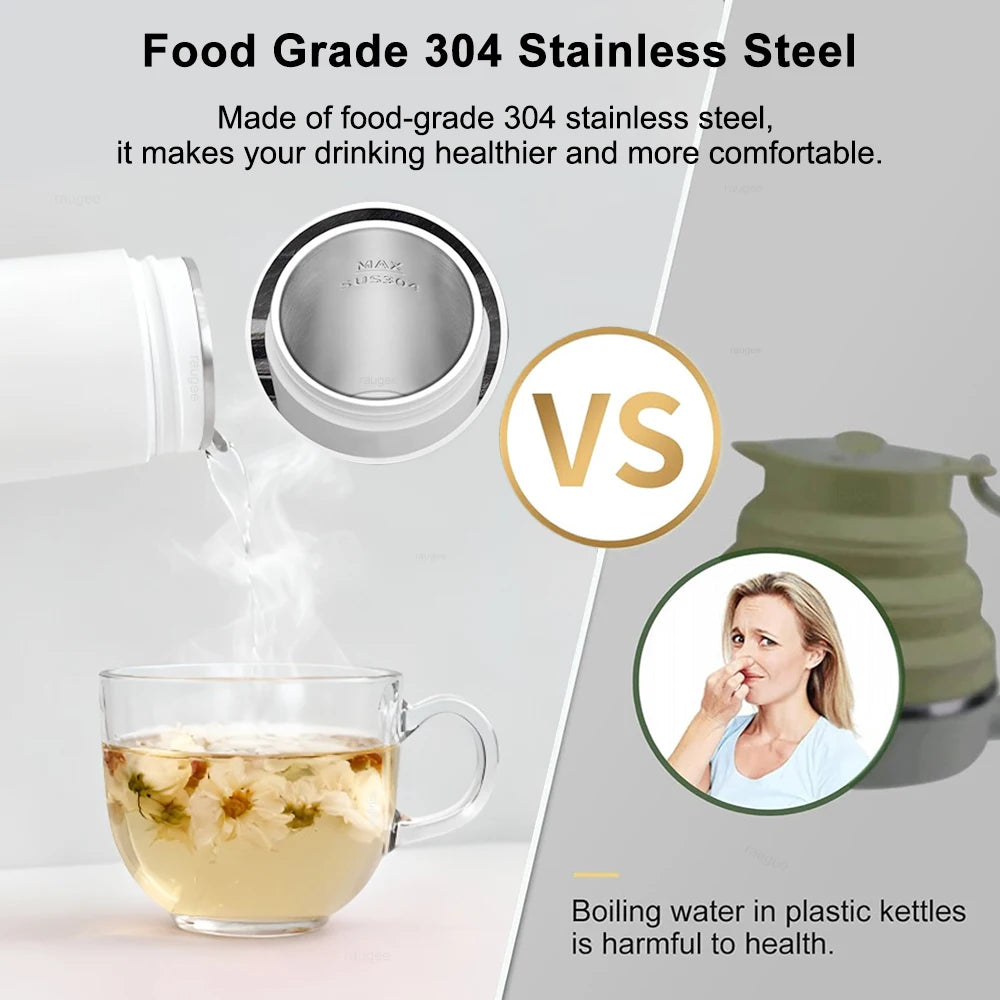 Electric Kettle Portable Travel Fast Boiling Tea Coffee Kettle 304 Stainless Steel Mini Baby Milk Warmer Kettle Thermo Kettles