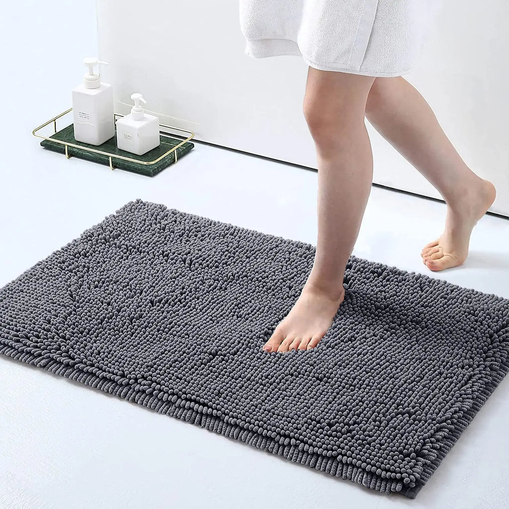 Olanly Chenille Bath Mat Fashion Non-Slips Soft Fluffy Bath Mats For Bathroom Super Absorbent Floor Mats Washable Bathroom Mat