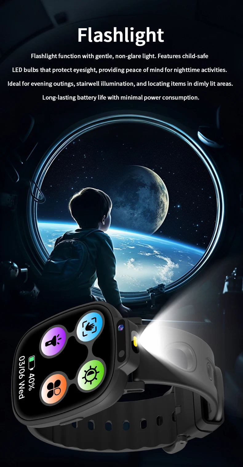 LAXASFIT Kids Smart Watch HD Touchscreen Front Camera Sleep Tracking 18 Educational Games Alarm Clock Holiday Gift For Children