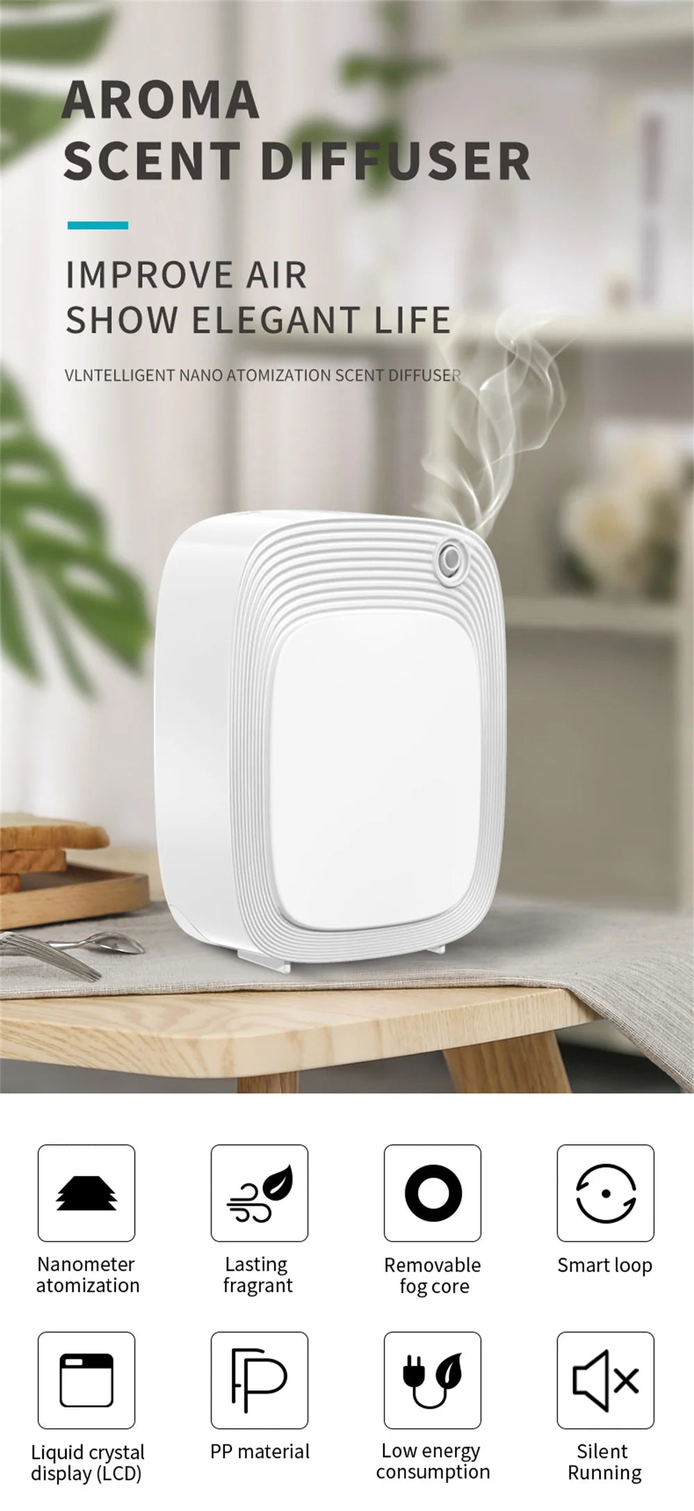 500m³ Aroma Diffuser Wifi Smart Home Fragrance Hotel Air Freshener Auto Flavoring Timing Room Aromatizer Essential Oil Diffuser