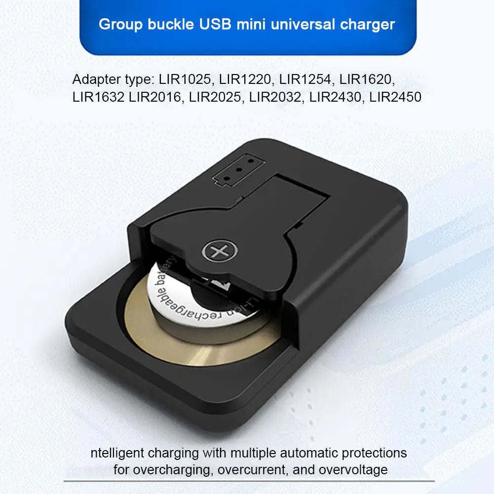 Portable Button Battery Charger Universal Mini Coin Cells Charger with LED Indicator Light for LIR2016 LIR2025 LIR2032 LIR1025