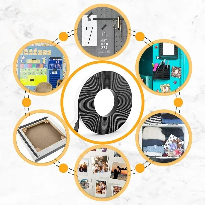 10/1m Strong Magnetic Tape Self Adhesive Magnetic Strips Flexible Tapes for Home Office DIY Photos Poster Fixed Rubber Magnets