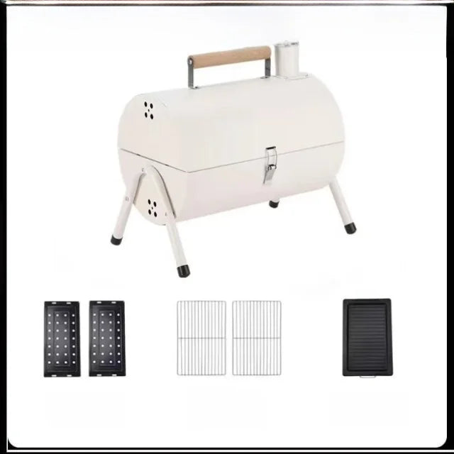 Portable Camping Barbecue Grill Multi-Function Charcoal Barbecue Double-Sided Chimney Home Outdoor Stove Meat Cooking Tool
