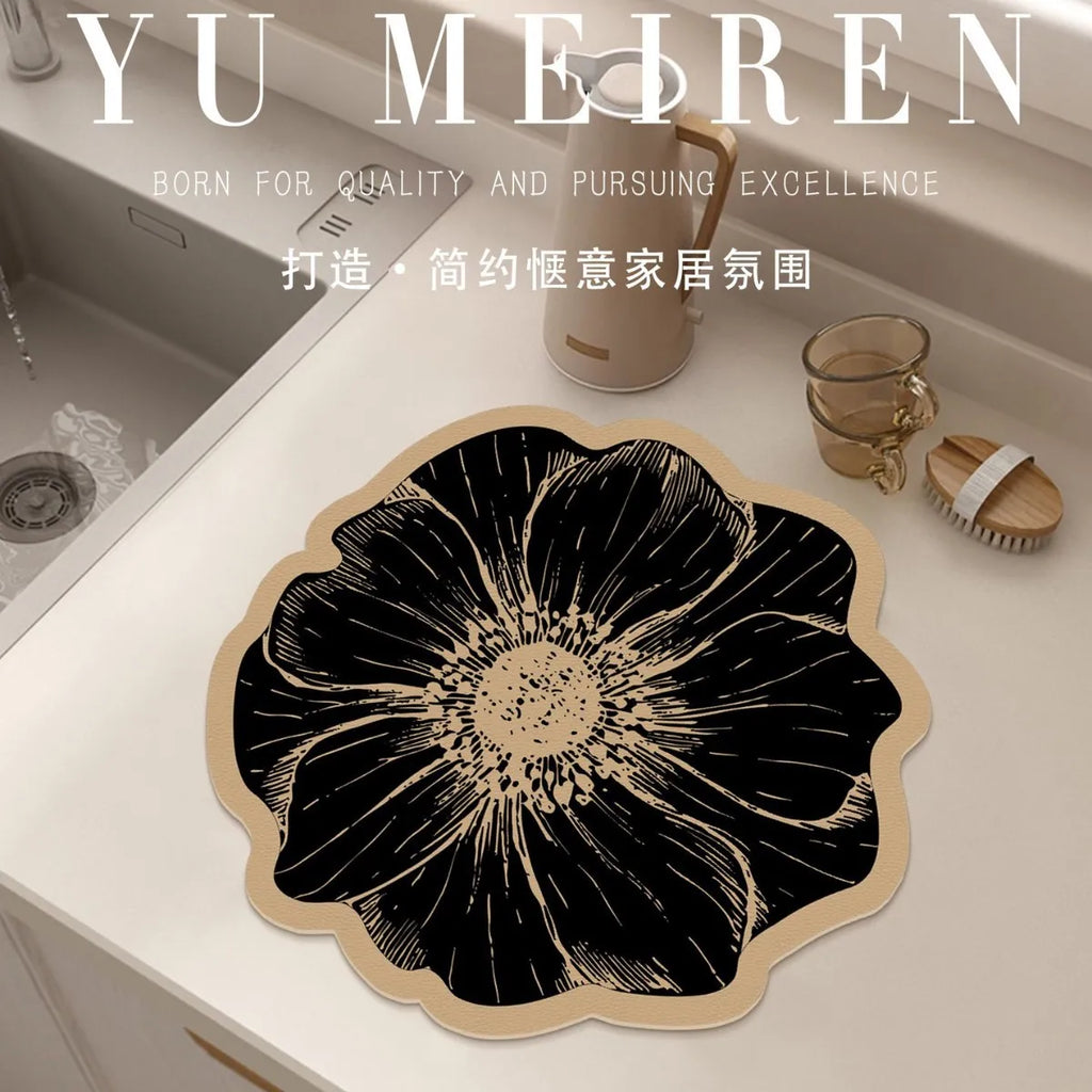 Nordic Style Kitchen Draining Mat Quick-Dry Home Coffee Machine Mat Dirt-Resistant Counter Mat Kitchen Dinnerware Placemat
